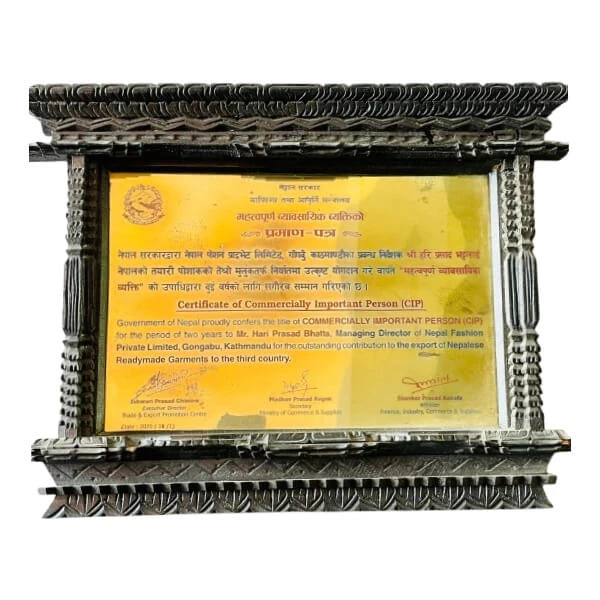 Certificate of commericially Important Person (CIP)