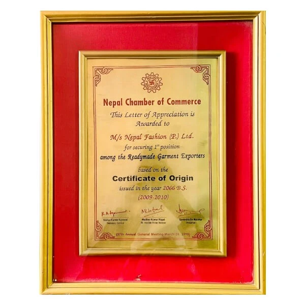 Certificate of Origin