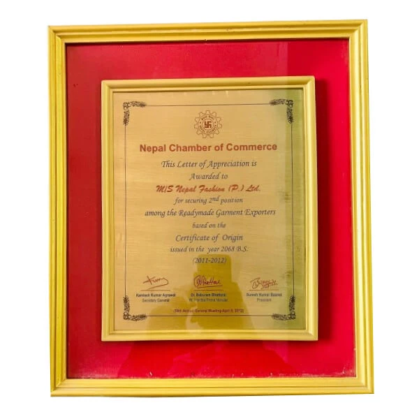Letter of Appreciation Award-2012