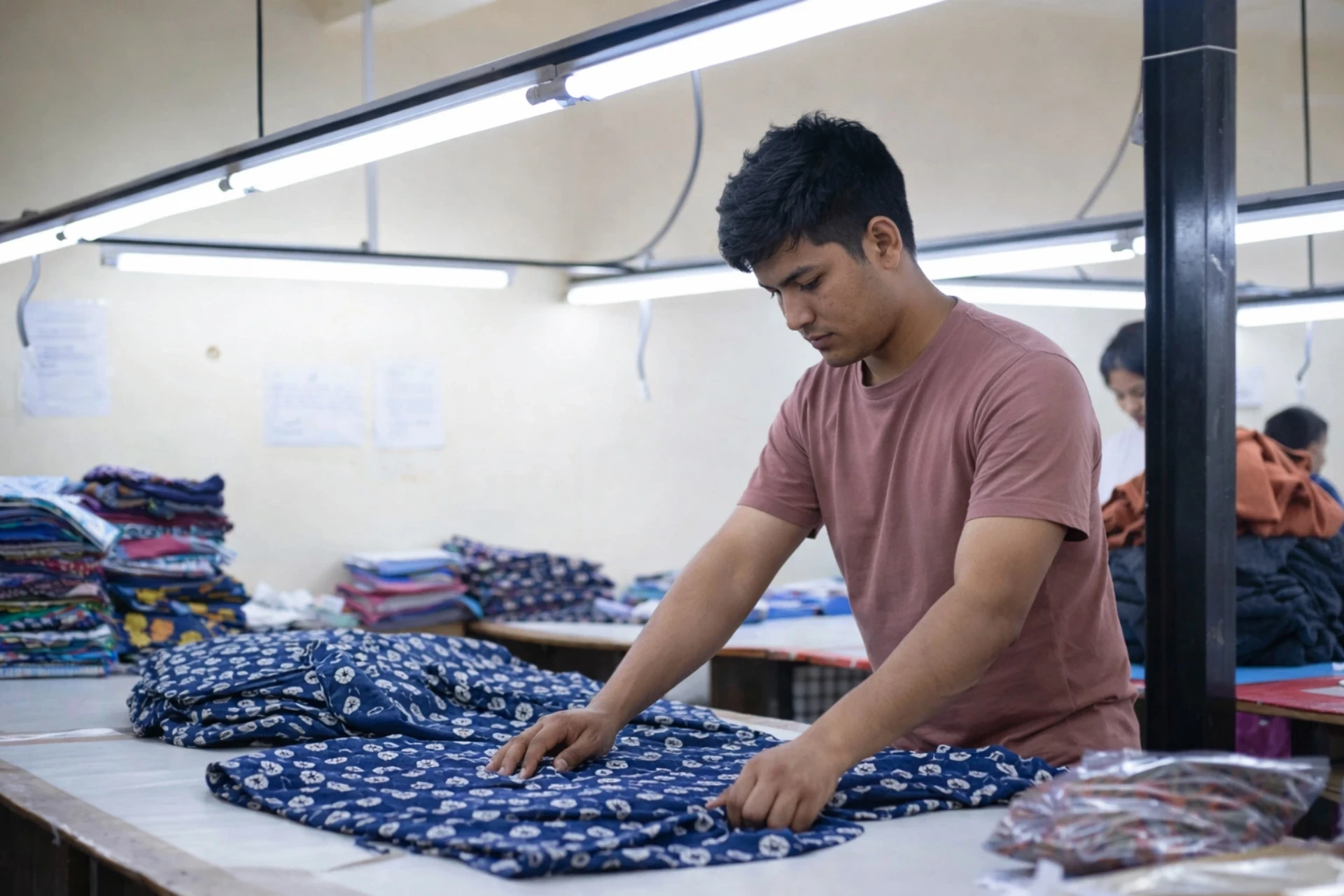 worker working in fabric industry